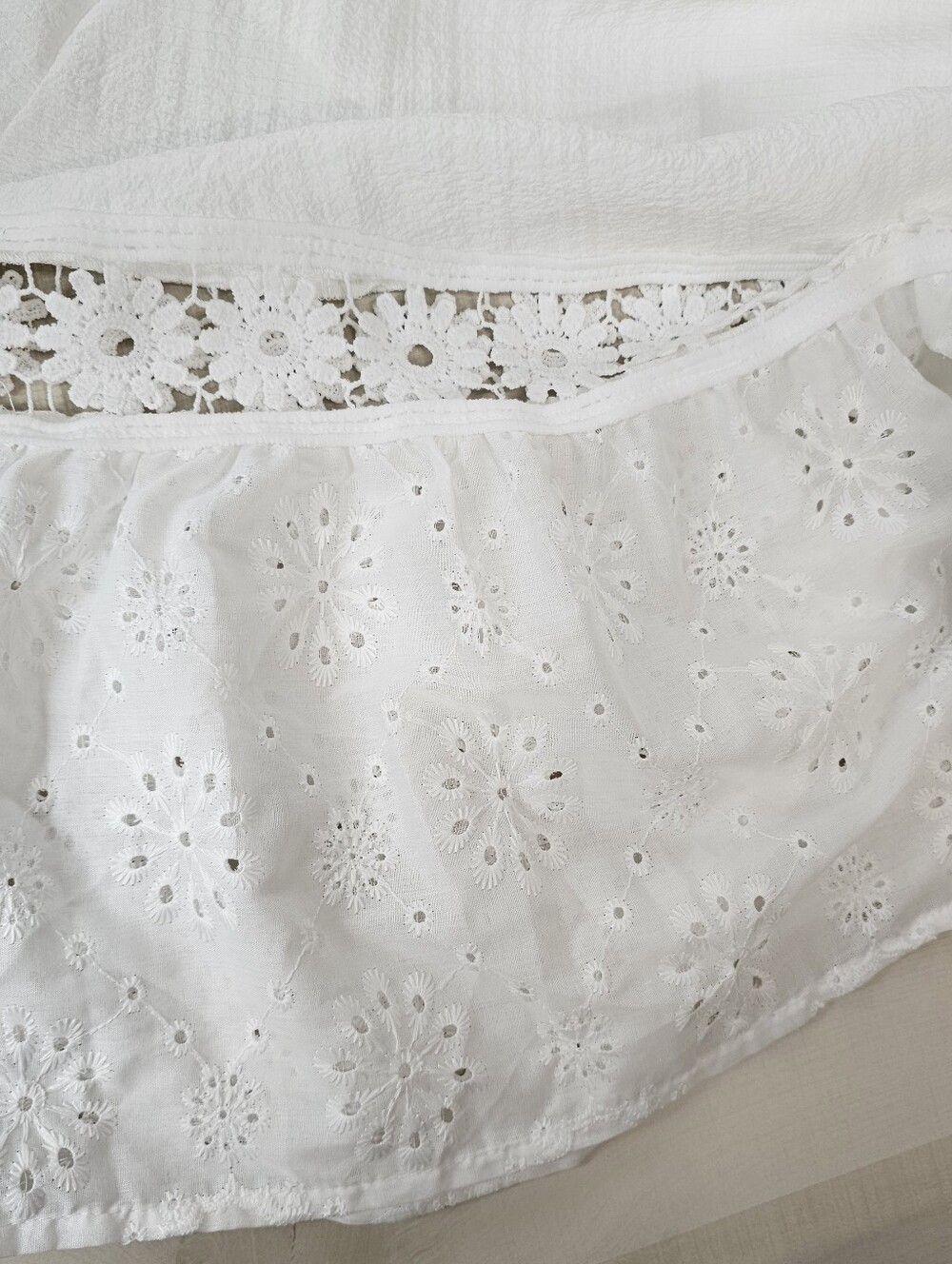 * New Boho Sheer Embroidered Eyelet Lace Maxi Dress White - Picture 7 of 12